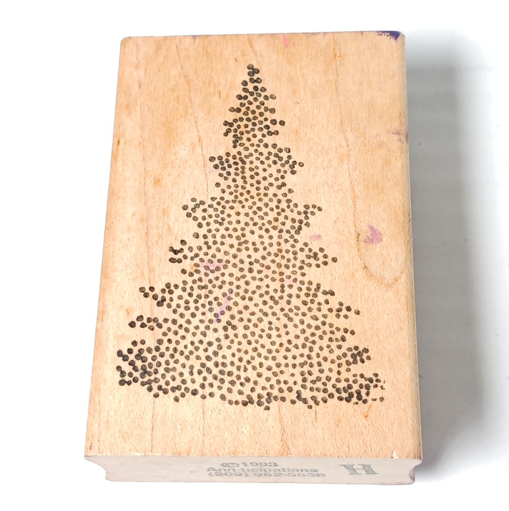 Christmas Tree Of Dots Wood Mounted Rubber Stamp From Ann-ticipations, Evergreen